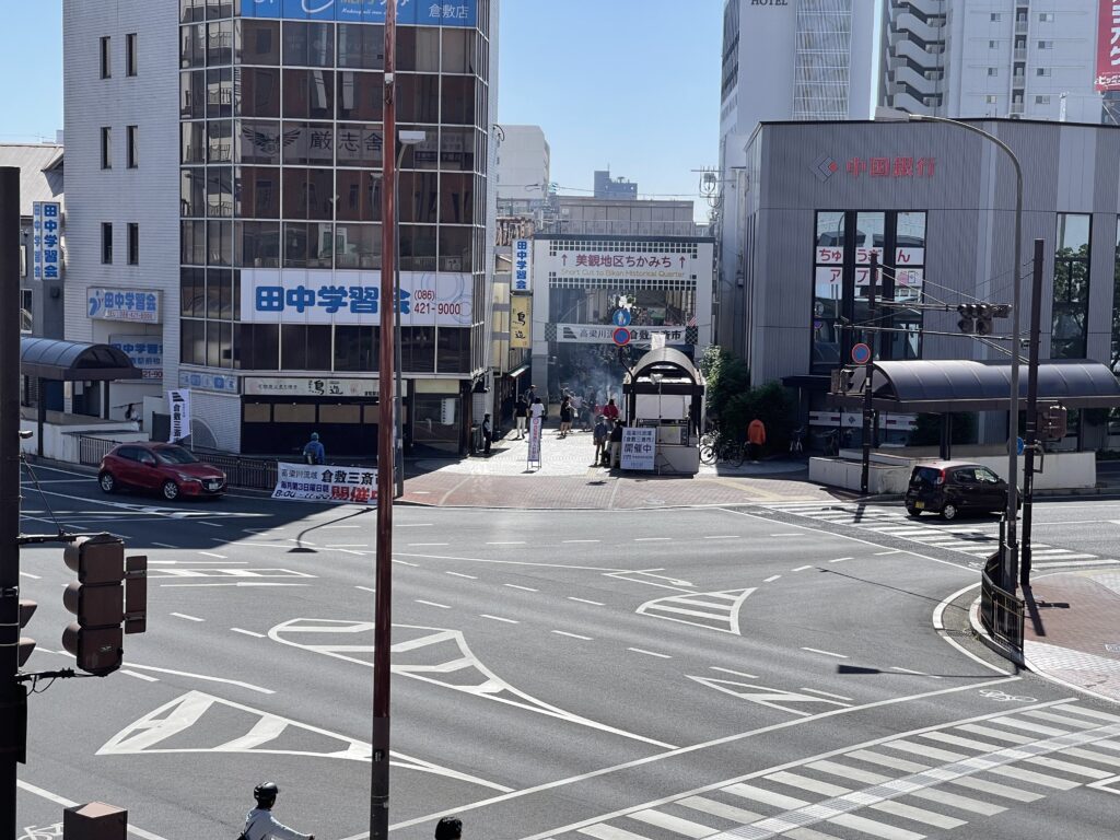 倉敷駅前交差点から見た倉敷センター街入口