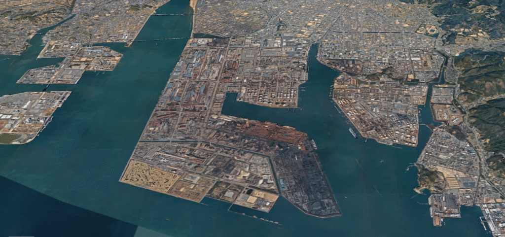 水島臨海工業地帯(GoogleEarth)